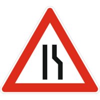 Verkehrszeichen VZ 121-10 Einseitig verengte Fahrbahn, Verengung rechts SL900