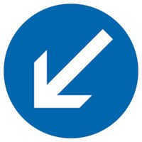 Verkehrszeichen VZ 222-10 Vorbeifahrt, links vorbei ø 600
